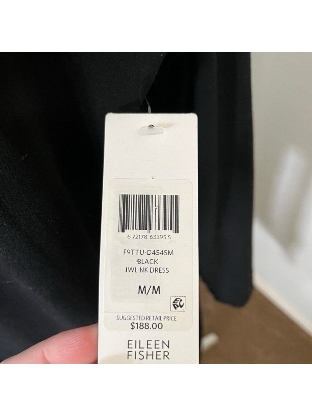 Eileen Fisher Women's New Medium Black Jewel Neck Dress - Picture 6 of 6